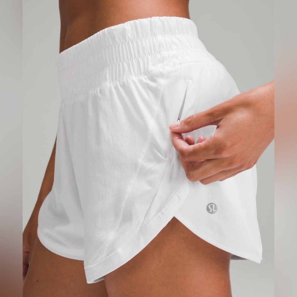 Women’s White Lululemon Track That High-Rise Lined Short 3” size 4